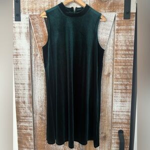 Elegant Teal Velvet Sleeveless Dress